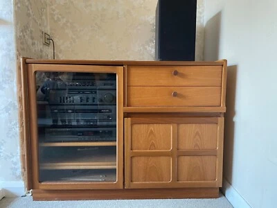 Nathan Squares Mid Century Teak Hi-Fi Stereo Record Cabinet Sideboard MCM Retro • £50