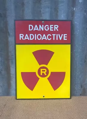 Vintage Industrial Danger Radioactive Enamel Sign • $350