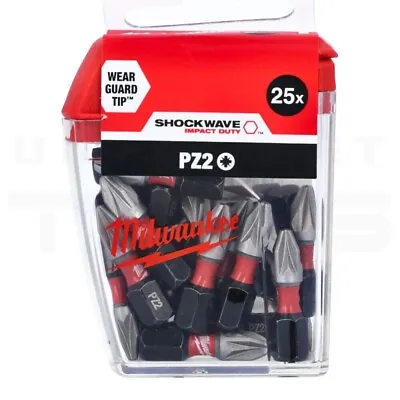 Milwaukee Impact Driver PZ2 Bits 25pk Shockwave 25mm Fits Makita Dewalt Bosch • £10.95