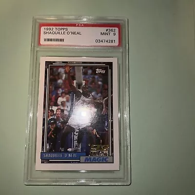 1992 Topps #362 Shaquille O'neal Graded  9  Mint Rookie Rc Hof Orlando Magic • $65