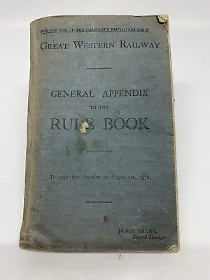 Vintage 1930s Great Western Railway General Appendix Rule Book And Ammendments • £45