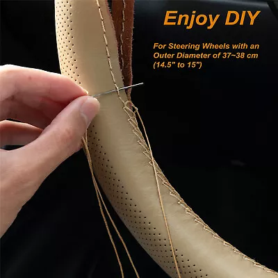 DIY Car Steering Wheel Cover Genuine Leather Breathable Anti-slip Needle Thread • $12.99