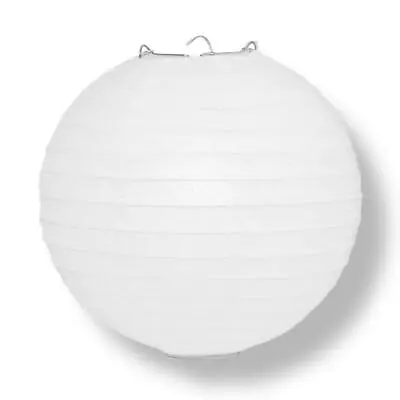 24  White Round Paper Lantern Even Ribbing Hanging Decoration • $4.33