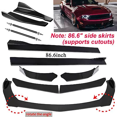 For Ford Mustang GT Car Front Bumper Lip Splitter + 86.6  Side Skirt +Strut Rods • $79.99