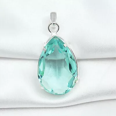 Pleasing Aquamarine Gemstone 925 Sterling Silver Handmade Pendant D-268 • $18.95