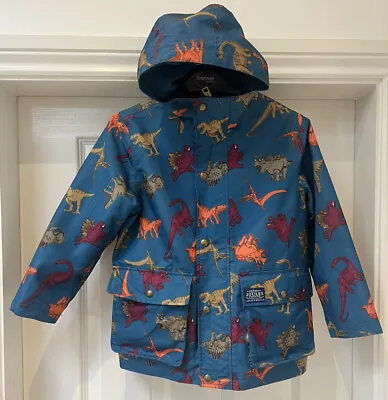 £22 • Buy Joules Boys Blue Dinosaur Fleece Lined Winter Coat Jacket AGE 7