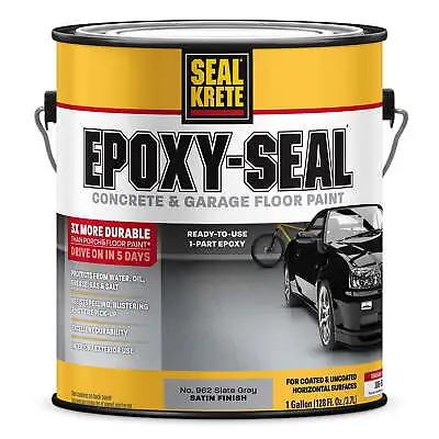 Slate Gray Epoxy-Seal Concrete And Garage Floor Paint-317395 UV-resistant Gallon • $37.97