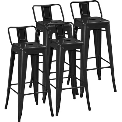 Metal Bar Stools Set Of 4 Counter Height Stools With Low Back Armless Bar Chairs • $127.99