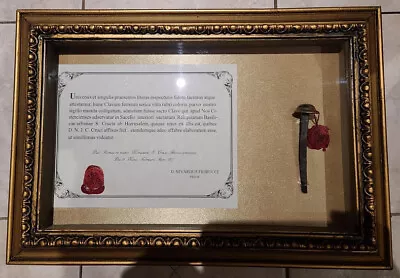 Vatican Reliquary Relic D.N.J.C. The Holy Nail With Document And Frame. • $4000