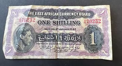 East African 1943 George VI 1 Shilling LOT: 2804-460 • £0.99