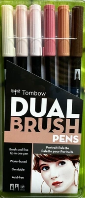 $47.95 • Buy Tombow Dual Brush Pen Art Markers, Portrait, 6-Pack, DBP6-56165