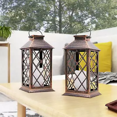 Outdoor Solar Lantern Hanging Garden Lights Flameless Candle Lantern (Set Of 2) • $35.14