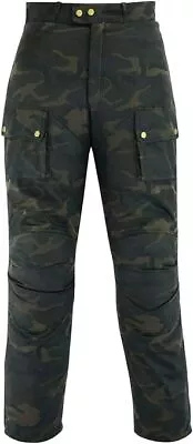 Warrior Classic Motorcycle Waxed Cotton 12OZ Waterproof CE Armour Bikers Trouser • £76.49