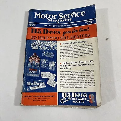 $11.99 • Buy Vintage Motor Service Magazine October 1935 Parts Hot Rods Ads Ford Chevy Hadees