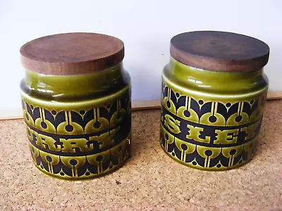 Two Small Vintage Hornsea Heirloom (Green) Storage Pots. Curry & Parsley • £7.99