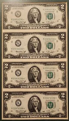 1976 Star 4 Uncut $2 Dollar Bills Note US Federal Reserve Notes Sheet  • $100
