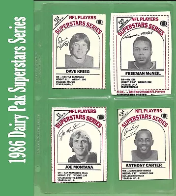 NFL Players Superstar Series MILK Carton A. Carter D. Krieg F. McNeil J. Montana • $6.90
