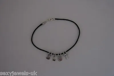 Sexy Leather Anklet Ankle Chain Jewellery 'SLUT' Fetish Jewelery Swinger Cuckold • £8.95