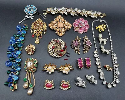 Job Lot Of Vintage Rhinestone Jewelry Signed Juliana Weiss ART Florenza Coro • $75