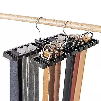 2 Pack Tie Rack Hanger Belt Holder Hook Closet Organizer Storage Rotating Black • $8.99