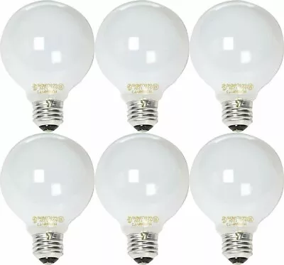 GE Globe 60 Watt Light Bulb Decorative Vanity NOT LED 660 Lum G25 6 Pack • $21.89