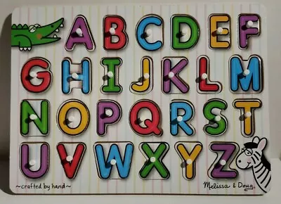 $12.99 • Buy Melissa And Doug Peg Alphabet ABC's Wooden Puzzle With Hidden Pictures Complete