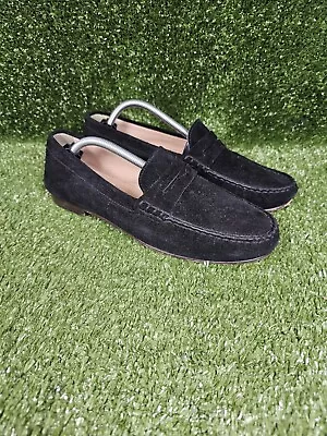 J Crew Charlie Penny Black Suede Loafer Flat Slip On Shoes Womens Size US 8 • $27.16