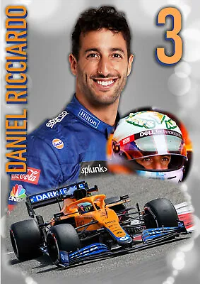 Daniel Ricciardo Poster Formula 1 McLaren F1 High Quality Print Wall Art A3 & A4 • £10.95