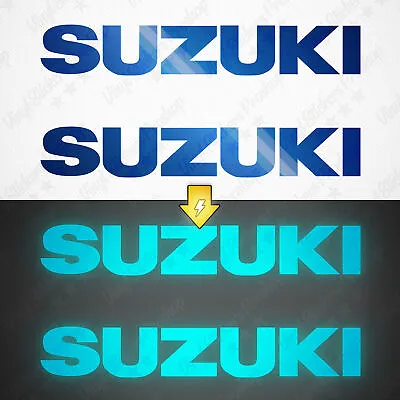 Kit 2 SUZUKI Stickers BLUE Reflective 5  Visible At Night Decal Tank Tuning • £3.95
