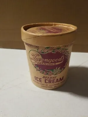 VINTAGE Pint Ice Cream Container LEVENGOOD'S ICE CREAM Pottstown PA From 1940s • $12.57