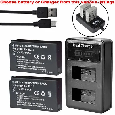 Battery Or LCD Charger EN-EL20 For Nikon 1 Series J1 J2 J3 S1 AW1 / Coolpix A • $14.29