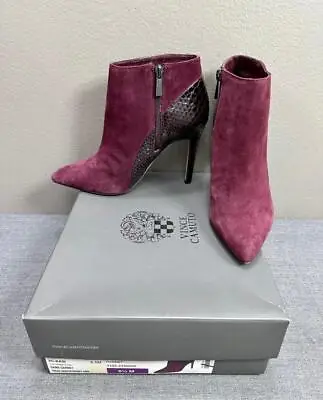 Vince Camuto Kasi Leather Zip Up Bootie Boots Garnet Size 8.5 M • $9.99