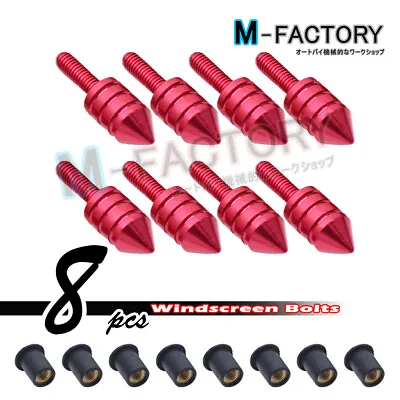 Red SPIKE WINDSCREEN BOLTS SCREWS 8 Kit Fit Yamaha YZF R6/1 YZF600R R6S XJ600 • $14.85