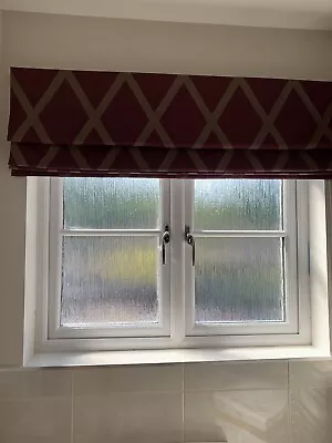 Burgundy Geometrical Pattern Romo Bespoke Lined Roman Blind W50” X D 44”L Used • £55