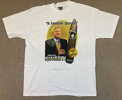 Vintage 90s Bill Clinton Monica Lewinsky Cigar Box Sex Parody Shirt Size XL • $145