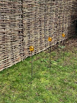 Tea Light Stake Garden Lantern Candle Holder Outdoor Orange Glass Stake • £60