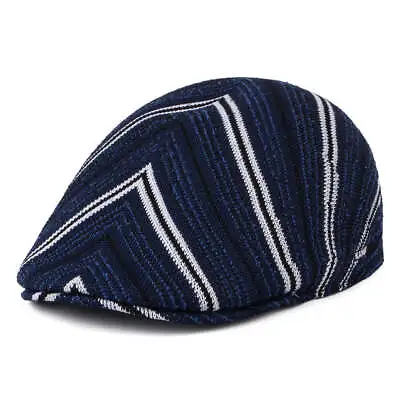 Kangol Diagonal Stripes Tropic 507 Flat Cap - Navy Blue • £59.95