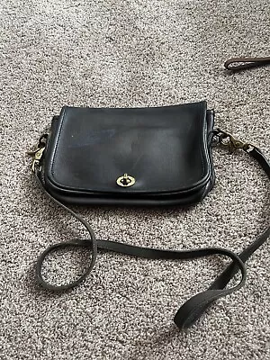 Vintage Coach 9755 Black Leather Crossbody Handbag • $54