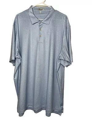 Peter Millar Polo Jersey Shirt All Over Print Summer Comfort Mens XXL Blue • $44.99