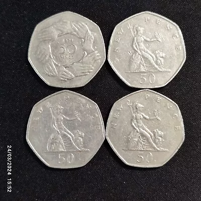 Old Large 50p EEC Hands Britannia Fifty Pence Coins • £2.49