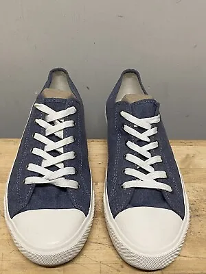 H&M Casual Blue Canvas Lace Up Shoes Sneakers Men's Size 11.5 White Cap Toe • $18