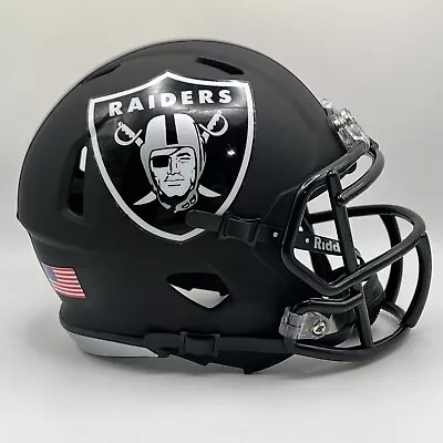 Las Vegas Raiders CUSTOM Matte Black - Metallic Silver Mini Football Helmet • $65