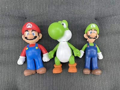 3Pcs Super Mario Bros Mario Luigi Yoshi Action Figures Toys Kids Gifts • £9.88