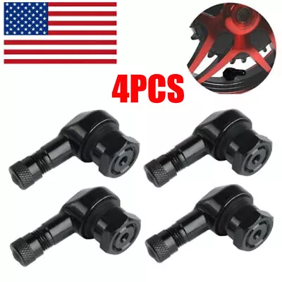 4pcs 90 Degree Aluminum Motorcycle Valve Stems Tire Rim Wheel Universal BLACK • $12.99