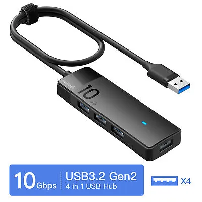 USB A Hub 4-Port Ultra-Slim Data Adapter Splitter USB 3.2 10Gbps Mac Windows Pro • $16.99