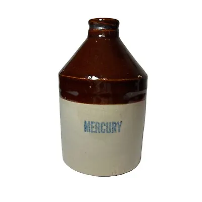 Antique Brown Tan Mercury No 5 Stoneware Crock Apothecary Poison • $32