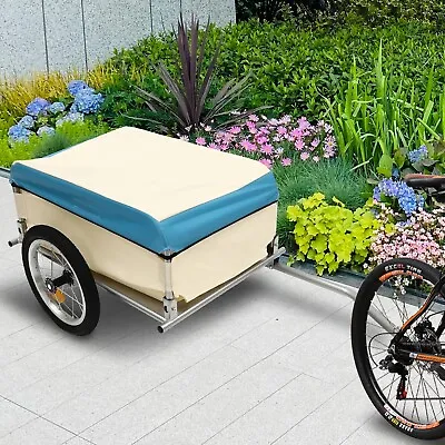 16  Bicycle Trailer 50kg Load Transport Trailer Utility Cargo Trailer With Cover • $114