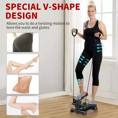 Mini Stepper Step Machine With Resistance Bands LCD Monitor Exercise Home Gym • $58.59