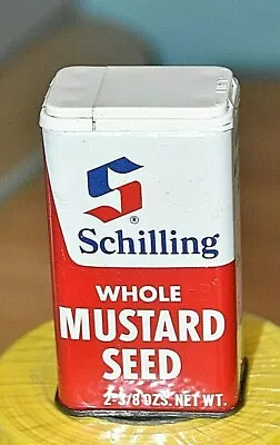 Vtg 1977 Schilling Spice Tin Whole Mustard Seed 2.38 Oz Metal Spice Tin   • $4.95