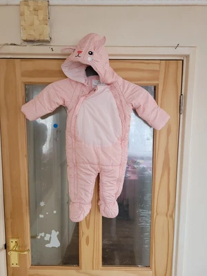 £3.99 • Buy Stunning M & S Girls Pink Hooded Snowsuit 6-9 Months 